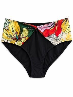 4/$20➡️ Sun & Sea Black Tropical Floral High-Waist Bikini Bottoms – Size 20 NWT